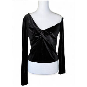 🖤 Elodie Black Velvet Twist-Front Off-Shoulder Top – Size M – NWT – Nordstrom